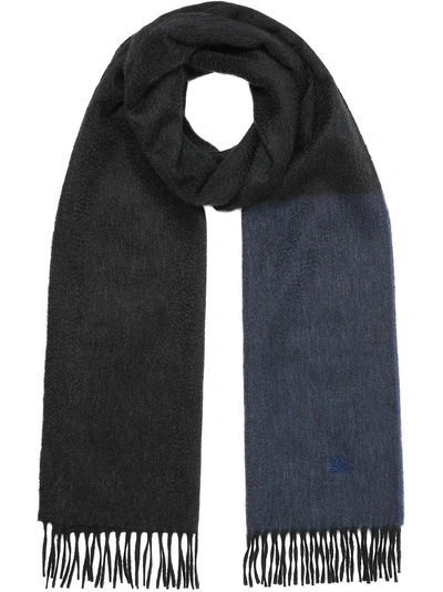 Shop Burberry Colour Block Cashmere Scarf In Black