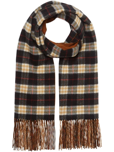 Shop Burberry Colour Block Vintage Check Cashmere Scarf In Brown