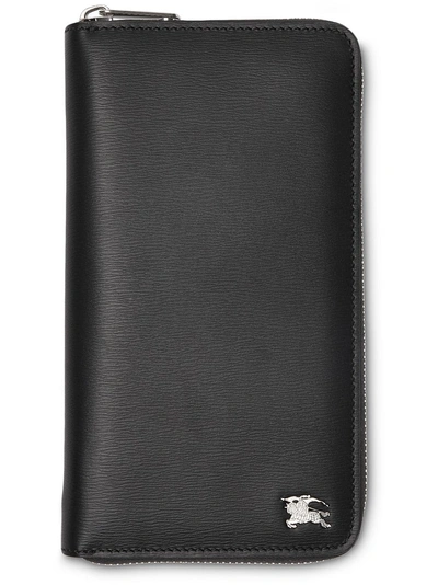 Shop Burberry London Leather Ziparound Wallet In Black
