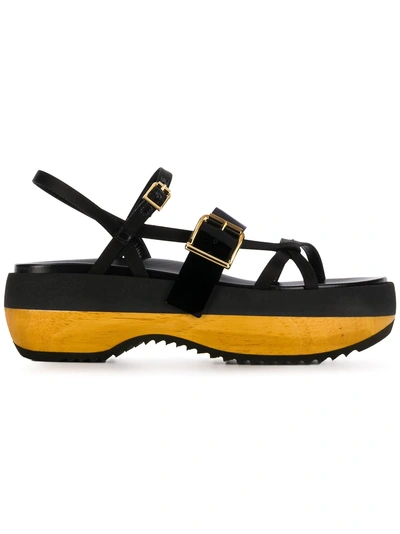 Shop Marni Platform Fussbett Sandals - Black