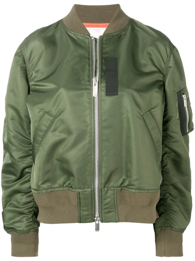 Shop Sacai Sleeve Pocket Bomber Jacket In Green