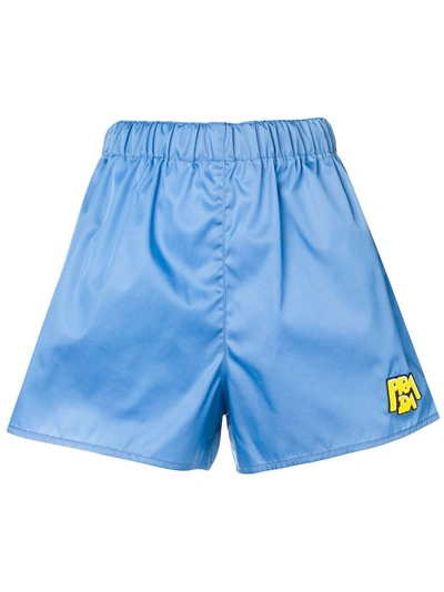 Shop Prada Logo Track Shorts - Blue