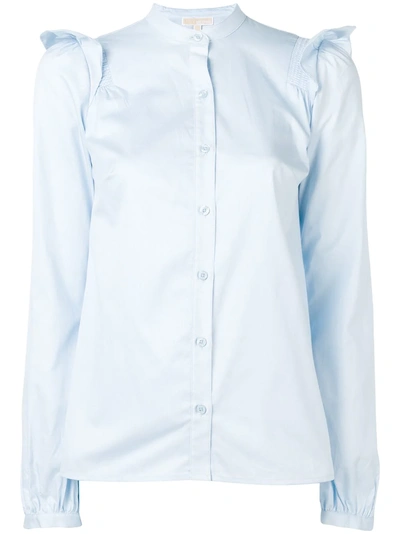 Shop Michael Kors Ruffle Detail Shirt In Blue