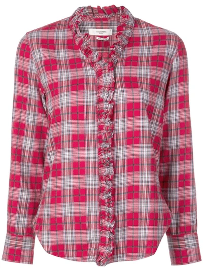 Shop Isabel Marant Étoile Ruffled Plaid Shirt - Multicolour