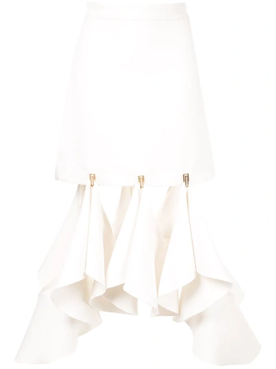 Shop Dion Lee Deconstructed Hem Skirt - White