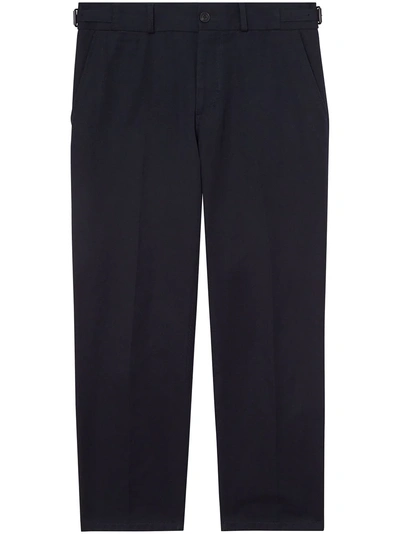 Shop Burberry Cropped Chinos In Blue