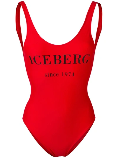 Shop Iceberg Logo Swimsuit - Red