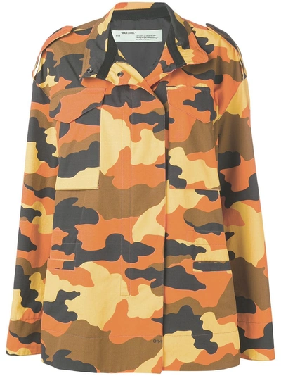 Shop Off-white Camouflage Print Padded Jacket - Orange
