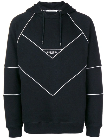 Shop Givenchy Logo Paneled Hoodie - Black