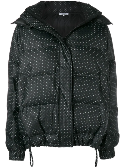 Shop Ganni Printed Tech Down Jacket In Black