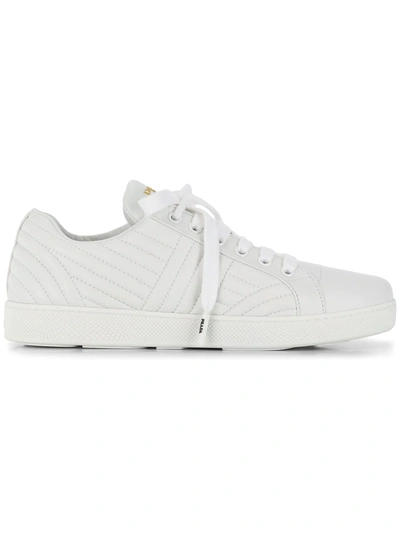Shop Prada Matelassé Sneakers - White