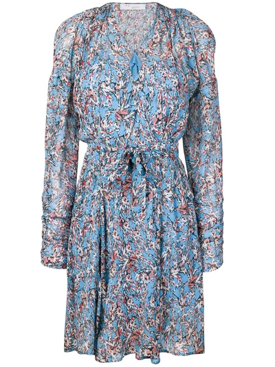Shop Iro Bustle Printed Wrap Dress - Blue