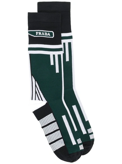 Shop Prada Logo Socks - Black