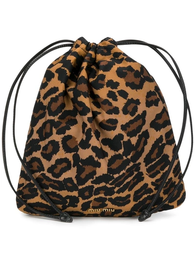 Shop Miu Miu Leopard Print Mini Bag - Brown