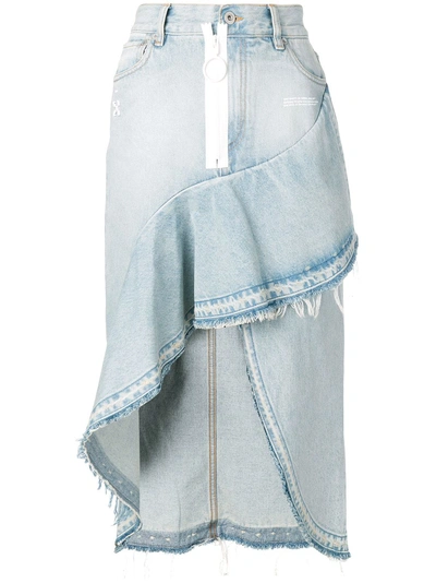 Shop Off-white Asymmetric Denim Skirt - Blue