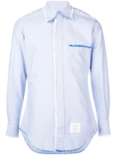 Shop Thom Browne Frayed Hem Shirt - Blue