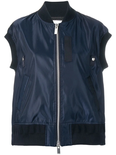 Shop Sacai Zipped-up Vest Jacket - Blue