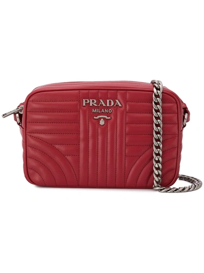 Shop Prada Diagramme Crossbody Bag - Red