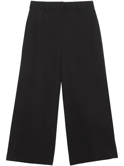 Shop Burberry Silk Wool Tailored Culottes - Black