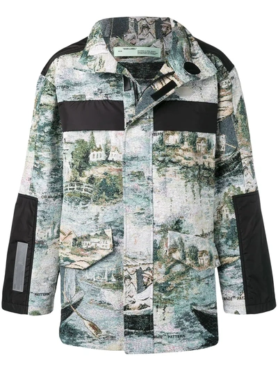 Shop Off-white Jacquard Military Jacket - Blue