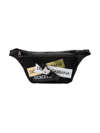 Shop Dolce & Gabbana Black Logo Tape Cross Body Belt Bag