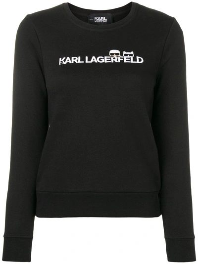 Shop Karl Lagerfeld Embroidered Logo Jumper - Black