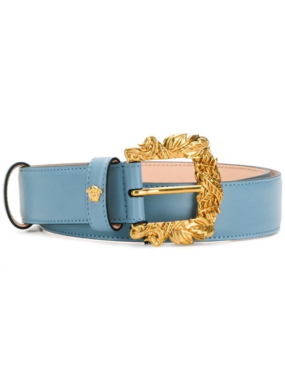 Shop Versace Barocco Buckle Belt - Blue