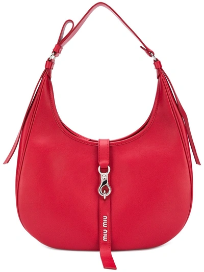 Shop Miu Miu Loop Detail Shoulder Bag - Red