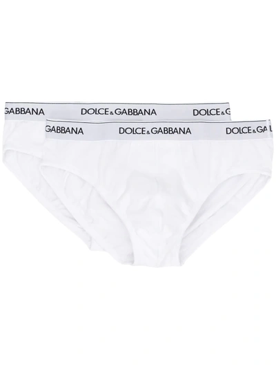 Shop Dolce & Gabbana Two Pack Logo Briefs - White