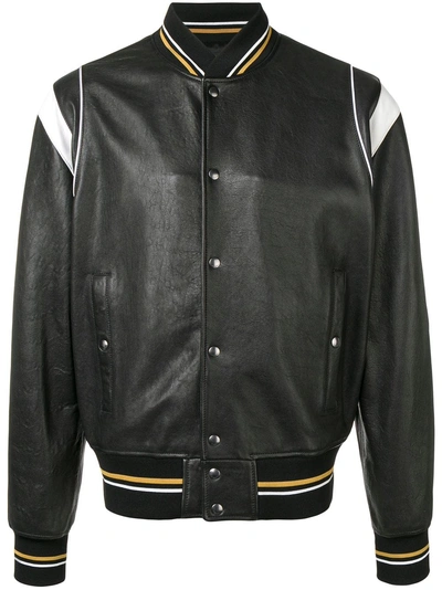 Shop Givenchy Leather Bomber Jacket - Black