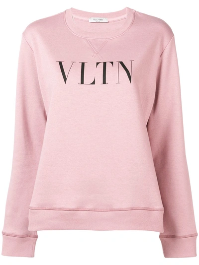 Shop Valentino Vltn Logo Print Sweatshirt - Pink
