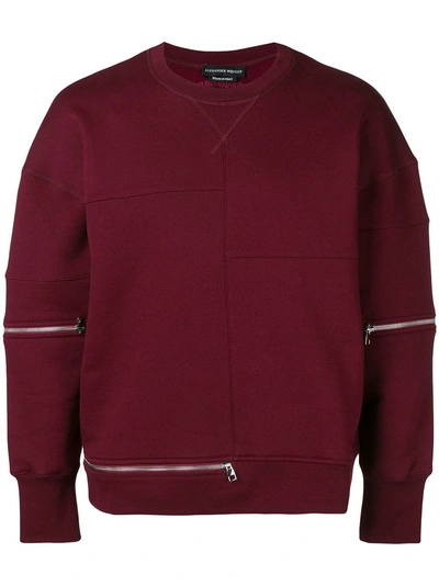 Shop Alexander Mcqueen Zip Detail Sweatshirt - Red
