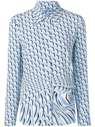 Shop Prada Geometric Pattern Shirt - Blue