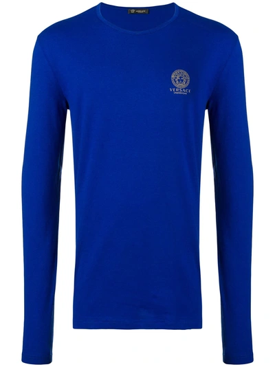 Shop Versace Medusa Longsleeved T-shirt - Blue