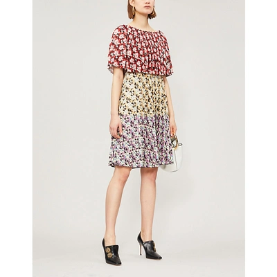 Shop Valentino Off-the-shoudler Woven Dress In Multicolor