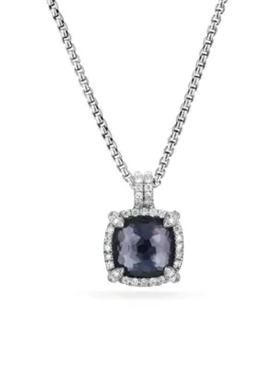 Shop David Yurman Women's Châtelaine Pave Bezel Pendant Necklace With Gemstone & Diamonds/9mm In Black Orchid