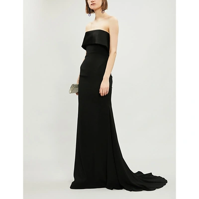 Shop Alex Perry Slaine Strapless Woven Gown In Black
