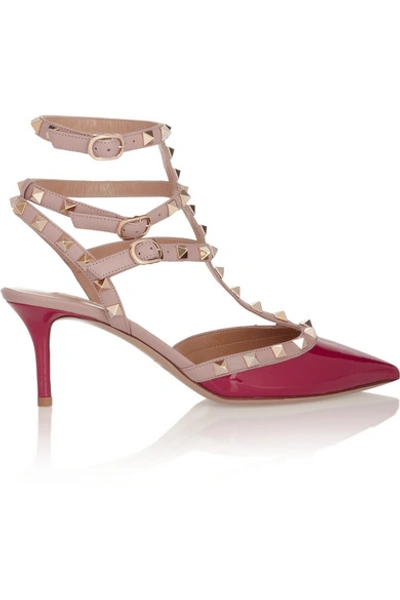 Shop Valentino Rockstud Leather Pumps In Pink