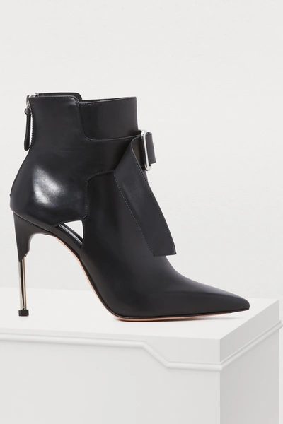 Shop Alexander Mcqueen Buckle Ankle Boots In 1081 - Black/silver