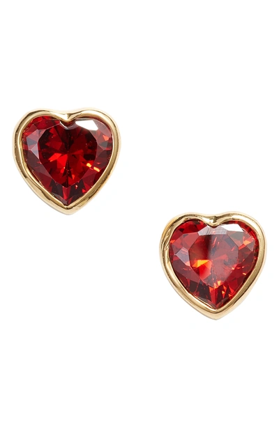Shop Kate Spade Romantic Rocks Stud Earrings In Red/ Gold