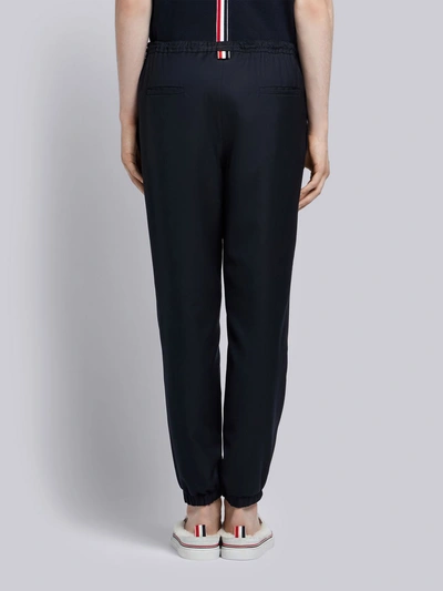 Shop Thom Browne Elastic Hem Wool Track Trouser In Blue