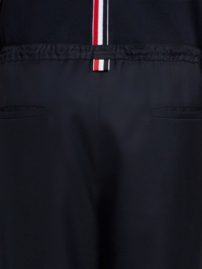 Shop Thom Browne Elastic Hem Wool Track Trouser In Blue