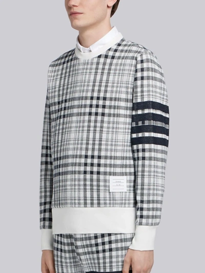 Shop Thom Browne 4-bar Prince Of Wales Sweatshirt In White