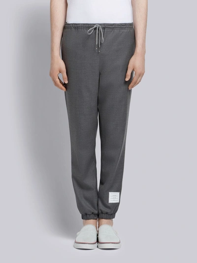 Shop Thom Browne Medium Grey Super 120's Wool Twill Elastic Hem Track Trouser