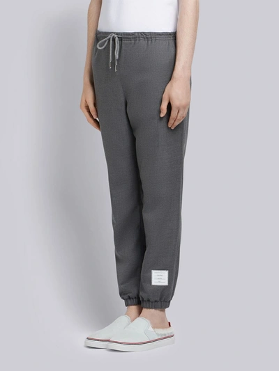 Shop Thom Browne Medium Grey Super 120's Wool Twill Elastic Hem Track Trouser