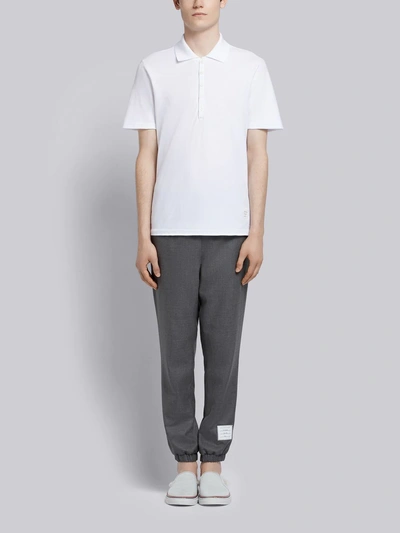 Shop Thom Browne Medium Grey Super 120's Wool Twill Elastic Hem Track Trouser