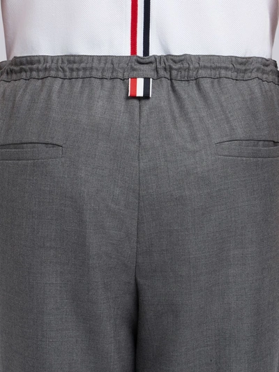 Shop Thom Browne Medium Grey Super 120's Wool Twill Elastic Hem Track Trouser