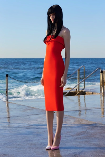 Shop Alex Perry Audra Dress In Tangerine