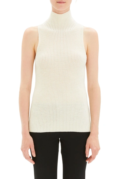 Shop Theory Plaited Stripe Shell Sweater In Ivory/ White