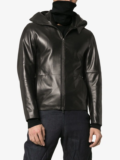 Ninja Hood Leather Jacket In Black